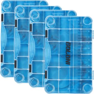 Goloni Fishing Tackle Box,Plastic Clear Fishing Storage Organizer Box With Removable Dividers,3700 Tackle Trays,Storage Lure Box for Lures 4 Pack