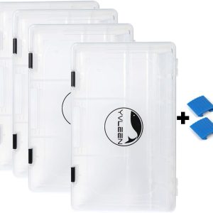 YVLEEN Fishing Tackle Boxes - 3600 3700 Tackle Box Plastic Storage Organizer Box with Removable Dividers - 2packs/4packs Tackle Trays - Included 2pcs of Extra Clip